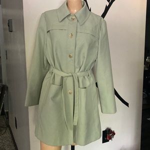 Vintage KRONENFELD FURS Mint Green Trench Coat (see pics for exact measurements